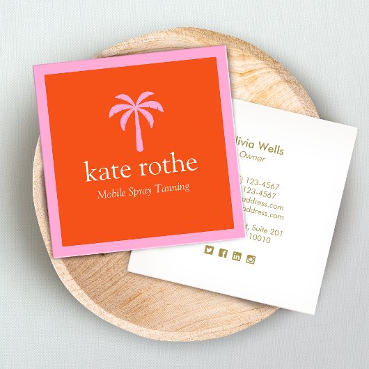 トロピカルピンクパームツリーモバイルスプレータンニングカル コーリングカード