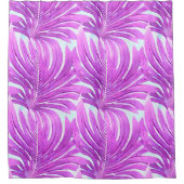 トロピカルピンクパーム葉ツリー シャワーカーテン (正面)