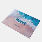 トロピカルピンクビーチバミューダ ドアマット (アングル)