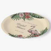 トロピカルピンクフラインゴーアイビス ブライダルシャワー ペーパープレート (アングル)