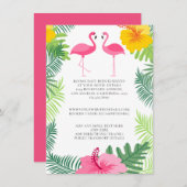 トロピカルピンクフラミカラフルン結婚ゴ詳細 エンクロージャーカード (正面/裏面)