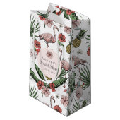 トロピカルピンクフラミンゴとハイビスカスのブライズシャワー スモールペーパーバッグ (正面アングル)