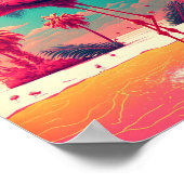 トロピカルピンクフラミンゴのウォールアートポスター ポスター (角)