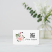 トロピカルピンクフラミンゴイベントコーディネーターQRコード 名刺 (スタンド正面)