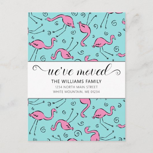 トロピカルピンクフラミンゴオンアクアムービング 案内ポストカード (正面)