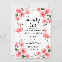 トロピカルピンクフラミンゴオーキッドフローラ21歳 招待状