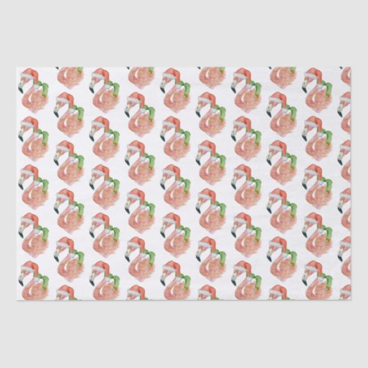 トロピカルピンクフラミンゴクリスマスサンタハット 薄葉紙 (正面)