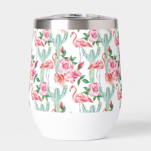 トロピカルピンクフラミンゴサボテンバラ モノグラムの (正面)