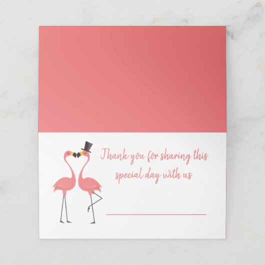 トロピカルピンクフラミンゴサンキューウェディングパーティー プレイスカード (外部開封)