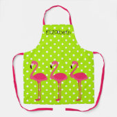 トロピカルピンクフラミンゴスオン水玉模様 エプロン (正面)