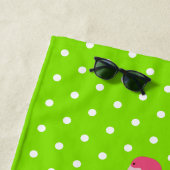 トロピカルピンクフラミンゴスオン水玉模様 ビーチタオル (インサイチュ)