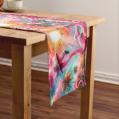 トロピカルピンクフラミンゴスパームツリーズサンウォーターティール(緑がかった色) ショートテーブルランナー (インサイチュ)