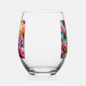 トロピカルピンクフラミンゴスパームツリーズサンウォーターティール(緑がかった色) ステムなしワイングラス (左)