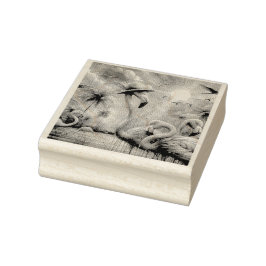 トロピカルピンクフラミンゴスパームツリーズサンウォーターティール（緑がかった色） ラバースタンプ