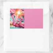 トロピカルピンクフラミンゴスパームツリーズ団体や組織 長方形シール (バッグ)