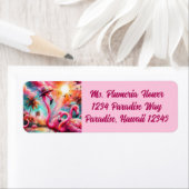 トロピカルピンクフラミンゴスパームツリーズ差出人住所 ラベル (インサイチュ)