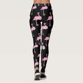 トロピカルピンクフラミンゴパターンホワイトフローラリース レギンス (裏面)