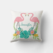 トロピカルピンクフラミンゴパーソナライズされたフローラ クッション (裏面)