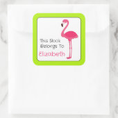 トロピカルピンクフラミンゴパーソナライズされた蔵書票 スクエアシール (バッグ)