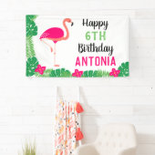 トロピカルピンクフラミンゴパーソナライズされた誕生日 横断幕 (インサイチュ)