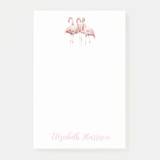 トロピカルピンクフラミンゴパーソナライズされた ポストイット (正面)