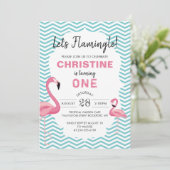 トロピカルピンクフラミンゴビーチ誕生日招待状 招待状 (スタンド正面)