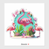 トロピカルピンクフラミンゴフローラバースデーパーティースティック シール (シート)