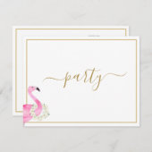 トロピカルピンクフラミンゴフローラ披露宴パーティー 招待状 (正面/裏面)