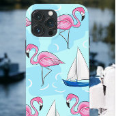 トロピカルピンクフラミンゴブルーセーリングボート名門私立校風の Case-Mate iPhoneケース