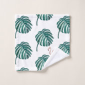 トロピカルピンクフラミンゴ絵を描のバスタオオルセット バスタオルセット (ウォッシュタオル)