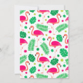 トロピカルピンクフラミンゴ美しい誕生日パーティー 招待状 (裏面)