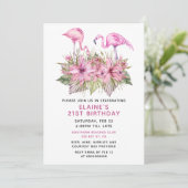 トロピカルピンクフラミンゴ誕生日パーティー 招待状 (スタンド正面)