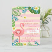 トロピカルピンクフラミンゴ誕生日パーティー 招待状 (スタンド正面)