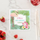 トロピカルピンクフラミンゴ30歳の誕生日ルアウ(ハワイ式宴会) スタンダードカクテルナプキン (インサイチュ)