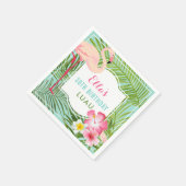 トロピカルピンクフラミンゴ30歳の誕生日ルアウ(ハワイ式宴会) スタンダードカクテルナプキン (角)