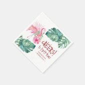 トロピカルピンクフラミンゴ50誕生日テーマ スタンダードカクテルナプキン (角)