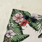 トロピカルピンクフラミンゴ&ハイビスカスモノグラムの ビーチタオル (インサイチュ)