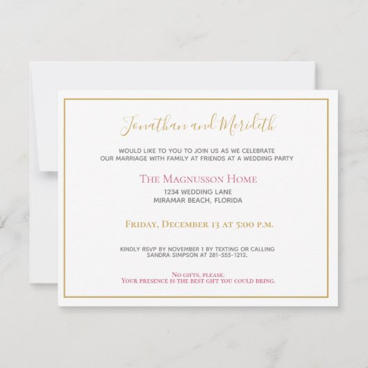 トロピカルピンクフラミンゴNoギフト披露宴パーティー 招待状 (裏面)