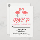 トロピカルピンクフラミンゴRSVP結婚のルアウ(ハワイ式宴会)夏 インビテーションポストカード (正面/裏面)