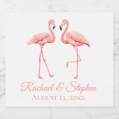 トロピカルピンクフラミ結婚ンゴブライダルシャワービーチ スパークリングワインラベル (シングルラベル)