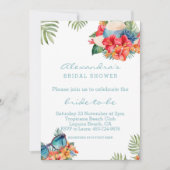 トロピカルピンクフラワーズビーチ ブライダルシャワー 招待状 (正面)