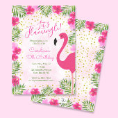 トロピカルピンクフラワー誕生日パーティー 招待状