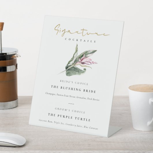 トロピカルピンクフローラシグネチャードリンクカクテル 台座サイン (インサイチュ)