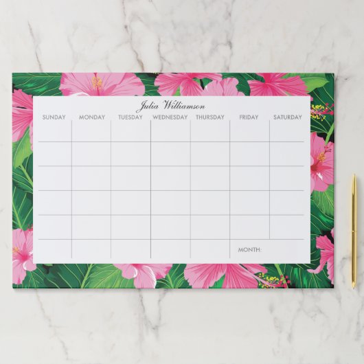 トロピカルピンクフローラデカスタムスク月間プランナー ペーパーパッド (インサイチュ)