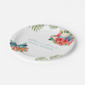 トロピカルピンクフローラビーチブライダルシャワー ペーパープレート (アングル)