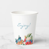 トロピカルピンクフローラビーチブライダルシャワー 紙コップ (正面)