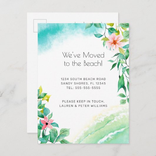 トロピカルピンクフローラビーチ移動 案内ポストカード (正面/裏面)