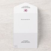 トロピカルピンクフローラフラミンゴネイビーブルー結婚ズ オールインワン招待状 (外側)