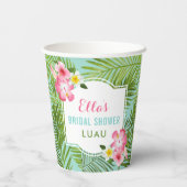 トロピカルピンクフローラブライダルシャワールアウ（ハワイ式宴会）パーティー 紙コップ (裏面)