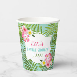 トロピカルピンクフローラブライダルシャワールアウ（ハワイ式宴会）パーティー 紙コップ